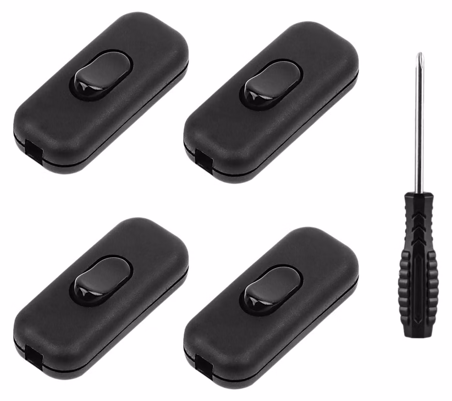 Confezione da 4 interruttori a slitta, 6 A, 250 V, colore nero