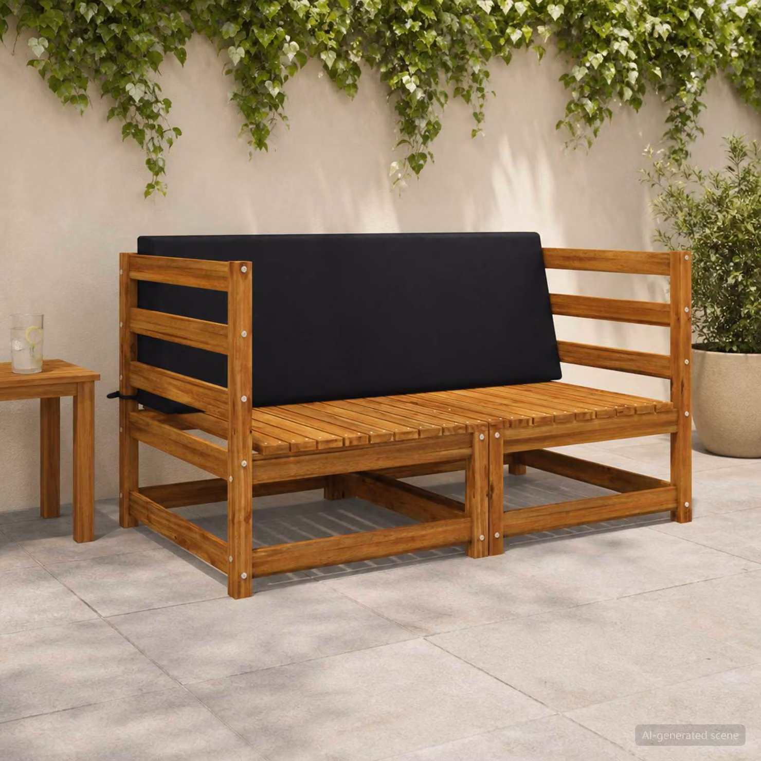 Cuscino schienale vidaXL SOEST in poliestere nero L 120 cm x P 40 cm x H 20 cm