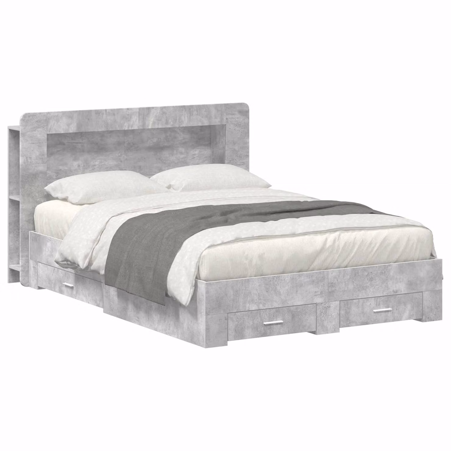 vidaXL Letto moderno con contenitore e cassetti in legno ingegnerizzato, Grigio, L 150 x P 200 cm