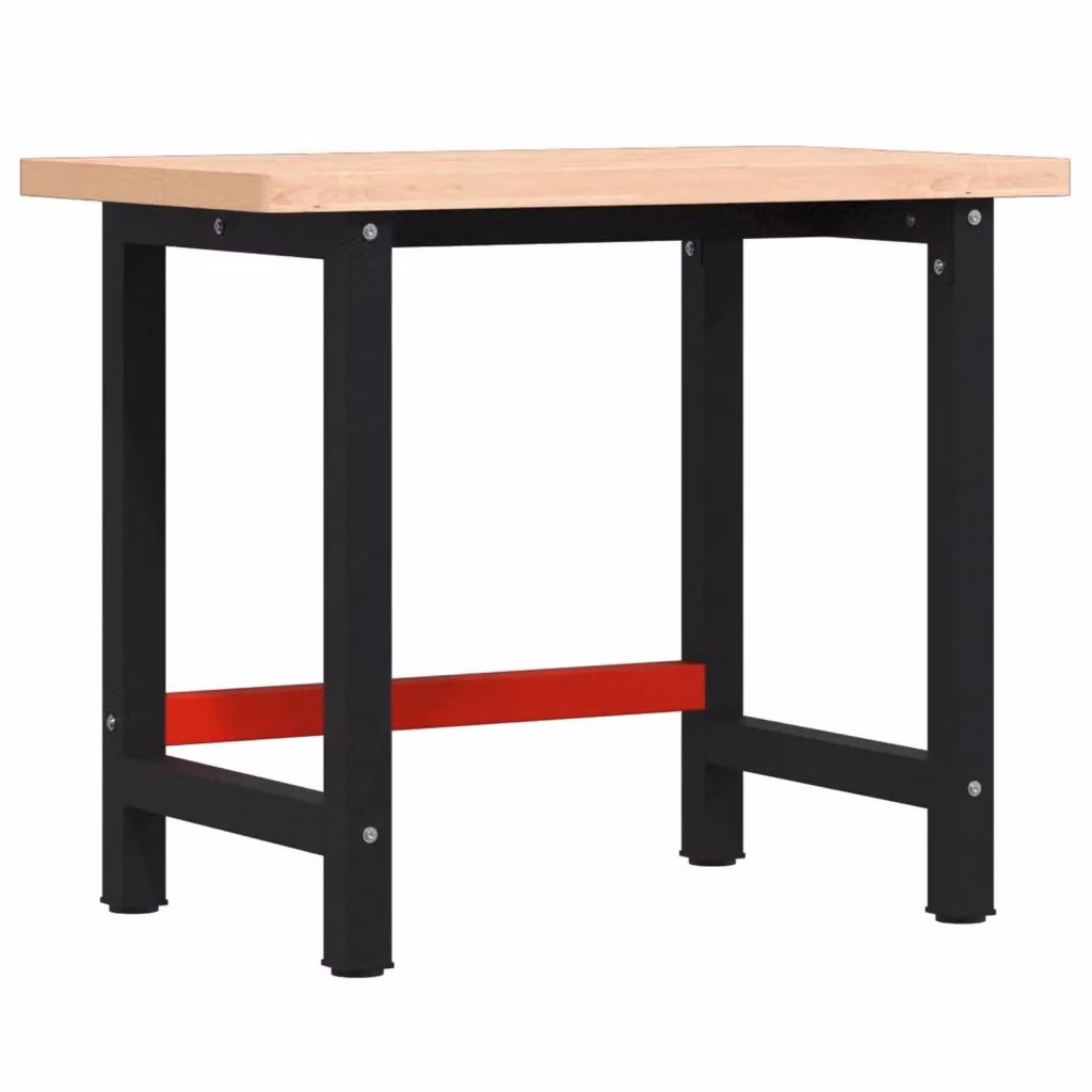 Banco Lavoro VIDAXL in Legno di Faggio e Metallo, Multicolore, L 100 cm x P 57 cm x H 83 cm – 2