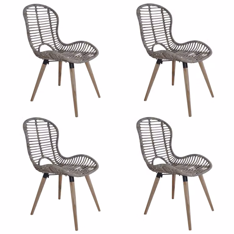 vidaXL Sedie da pranzo 4 pz. Marrone rattan naturale
