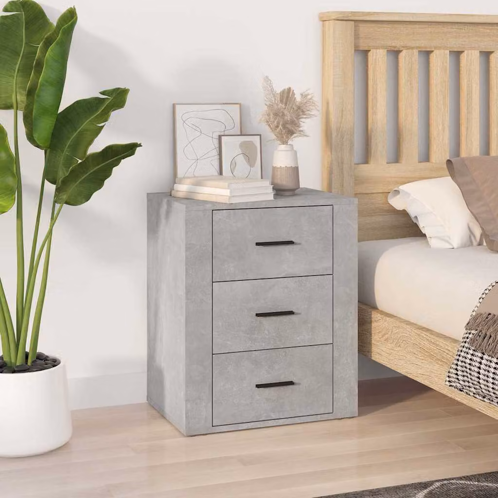 Comodino da parete vidaXL in legno e MDF, Grigio, L 50 x P 36 x H 60 cm