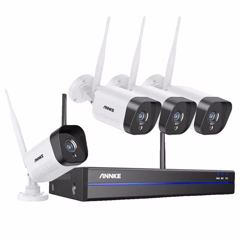 Sistema di videosorveglianza WiFi, risoluzione 3MP, registrazione fino a 5MP, 4PCS telecamere, Nessuno
