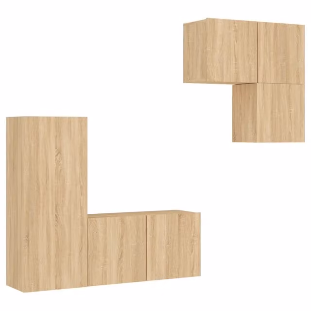 Mobili TV a Muro 4pz | Armadietto TV | Mobile Porta TV Rovere Sonoma in Legno Multistrato