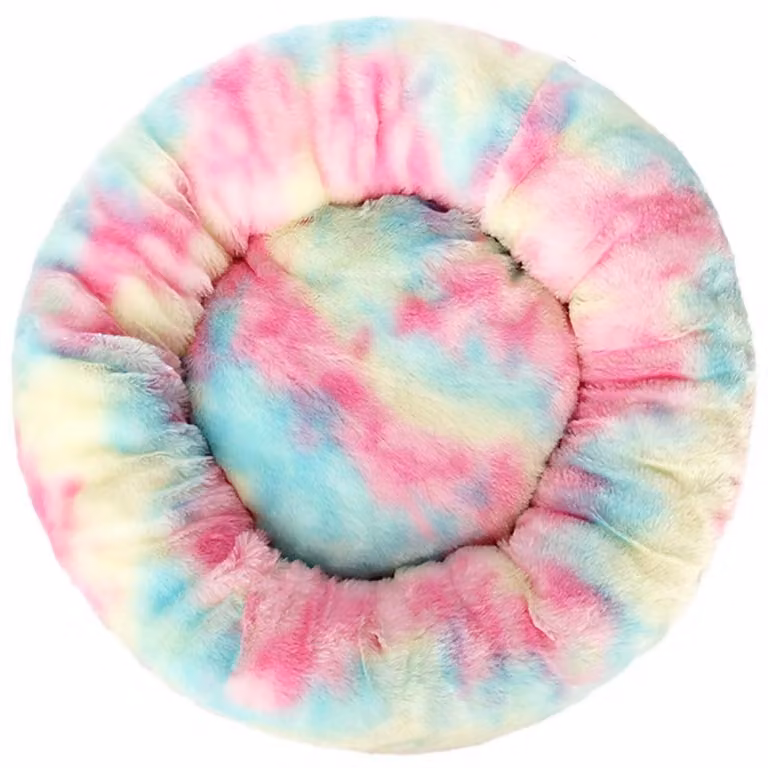 Cuccia rotonda in peluche a forma di ciambella, ideale per cani e gatti, diametro 90 cm, colorata, rosa, lavabile