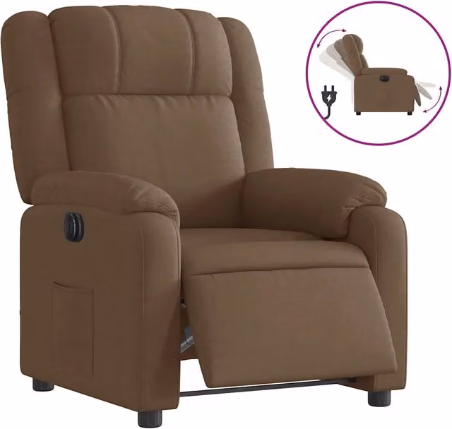 Poltrona | Sedia Relax Elettrica Reclinabile Marrone in Tessuto