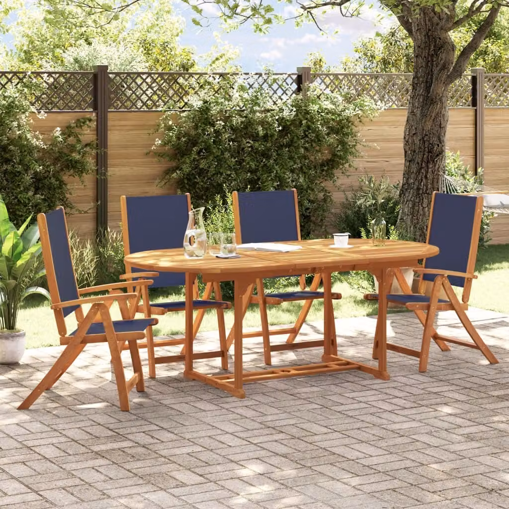 Maison Exclusive - Set da pranzo da giardino a 5 pezzi in legno massello di acacia e Textilene