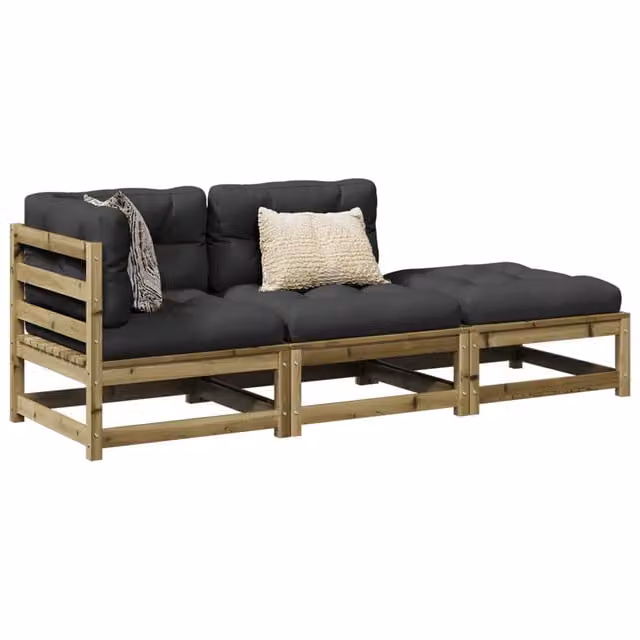 Set Divani da Giardino 3pz con Cuscini Legno Impregnato di Pino 3295834