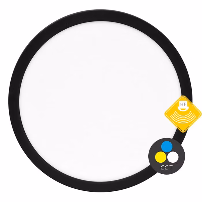 Ecolite Black pannello LED da incasso rotondo 330mm 12-24W CCT con sensore di movimento WPCB2-24W/HF/CR