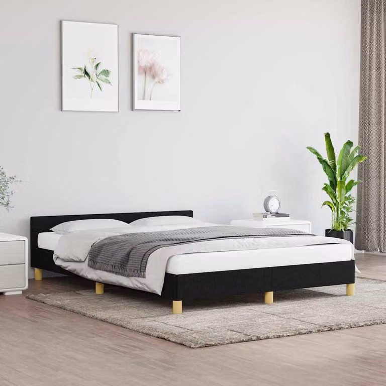 vidaXL Giroletto senza Materasso Nero in Tessuto L/P/H: 200 x 140 x 146 cm