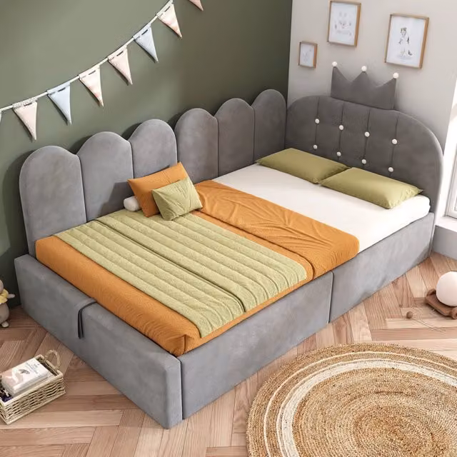 Letto da giorno 90x190 cm con contenitore idraulico in velluto grigio