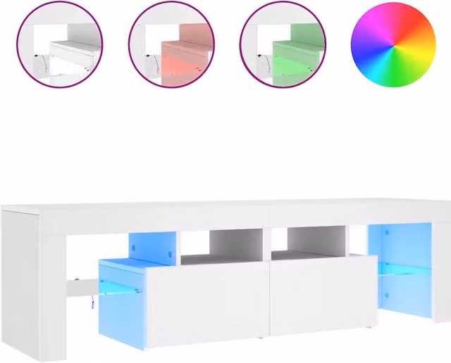 Mobile TV moderno con luci LED bianco L: 140 cm, P: 36,5 cm, H: 40 cm