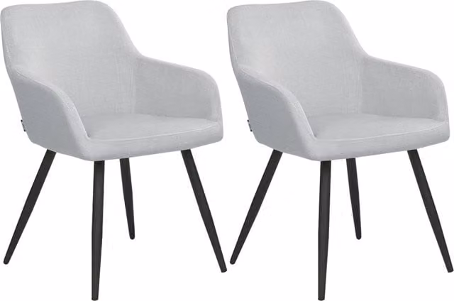 Set di 2 sedie imbottite BELIANI in velluto grigio con gambe in metallo per soggiorno, cucina e camera da letto