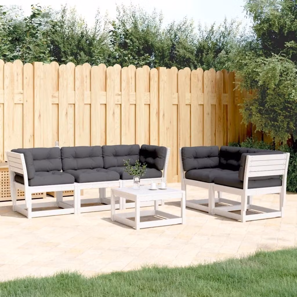 Maison Exclusive - Set Divani Giardino 5pz con Cuscini Bianco Legno Massello Pino