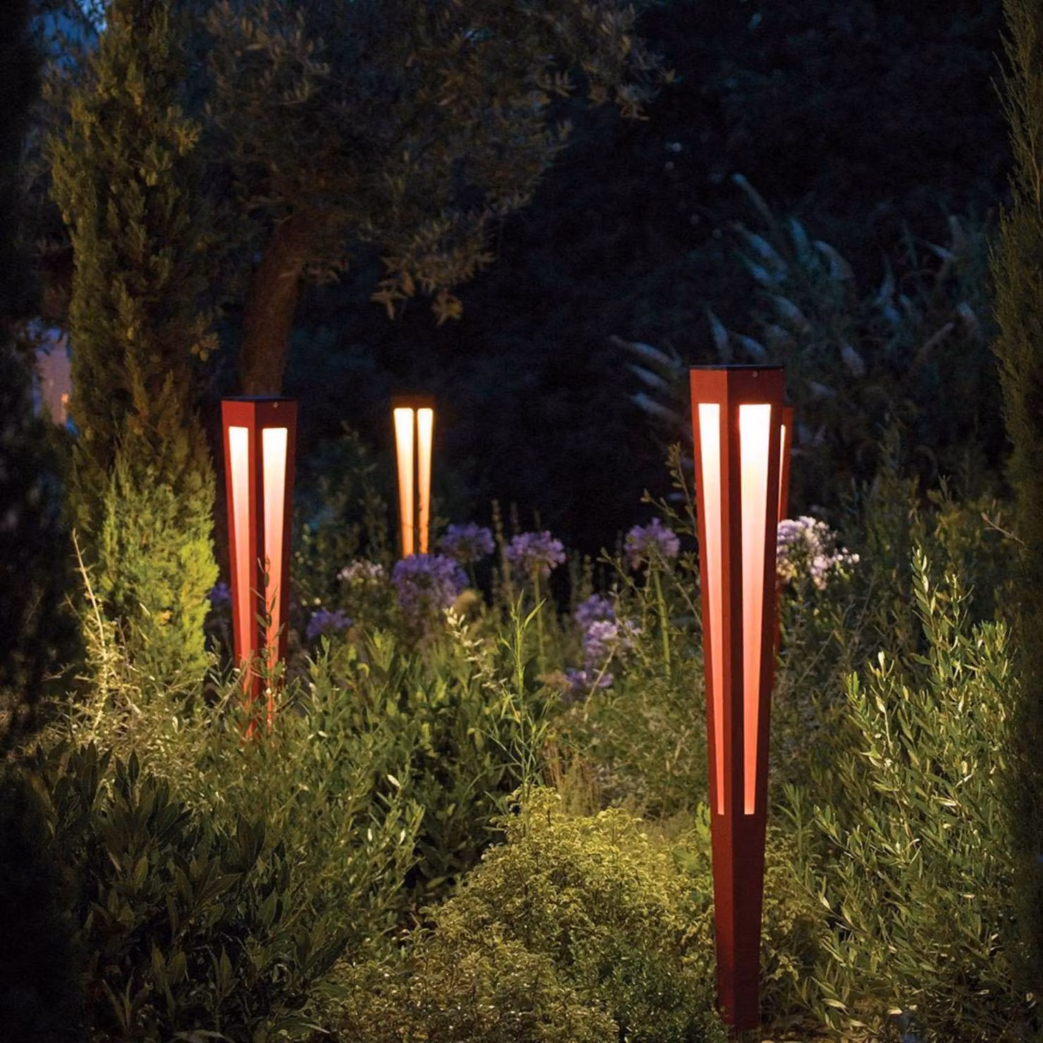 Les Jardins Fiaccola LED solare Tinka a sensore, 120 cm grigio Tinka, dimmerabile, Alluminio / Grigio / Zincato, Alluminio, Lampade solari