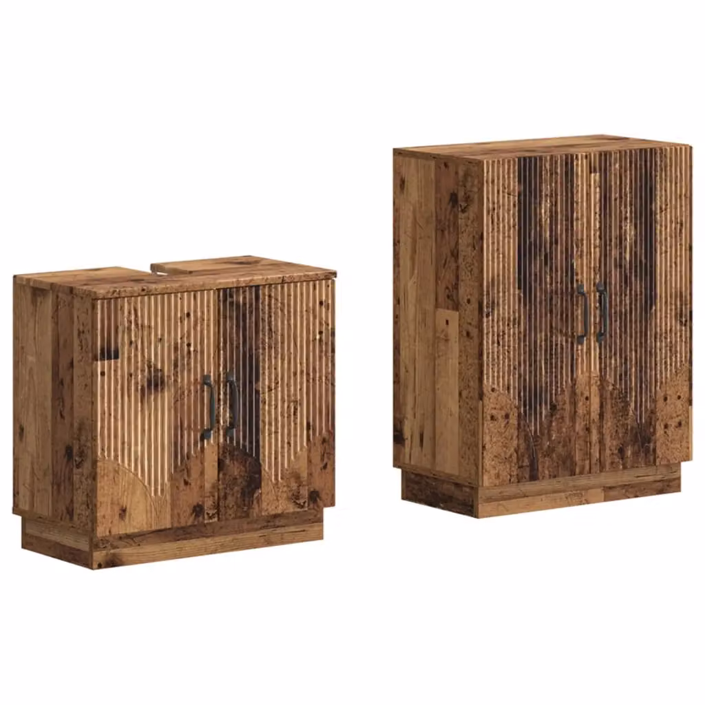 Set di mobili da bagno moderni vidaXL composto da mobile lavabo e mobile laterale in legno marrone opaco – 2