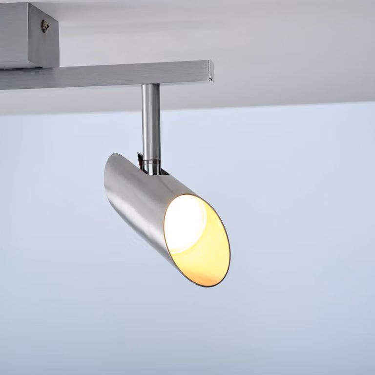 Brilliant Faretto da soffitto LED Risell, lunghezza 35 cm, colore alluminio dimmerabile, Alluminio / Grigio / Zincato, Soggiorno / Sala da pranzo, Alluminio, Moderno