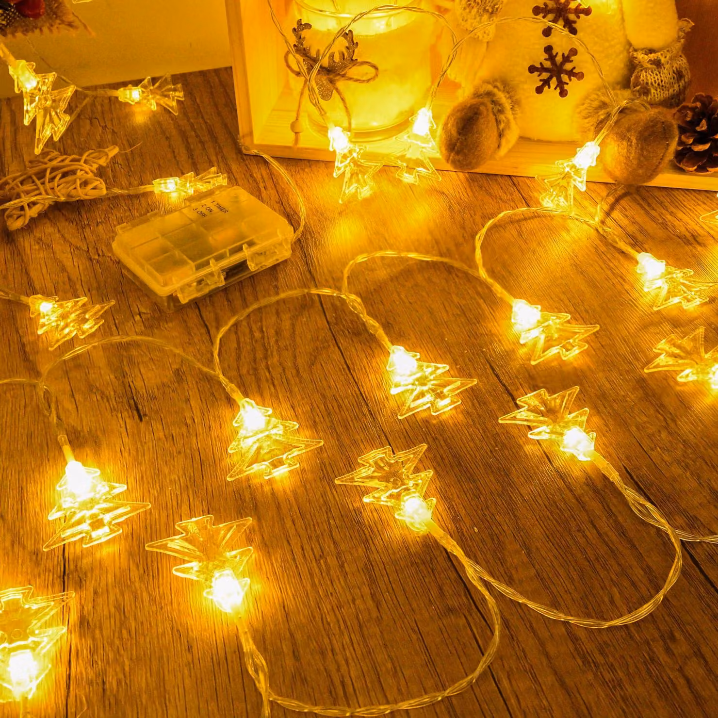 Catena luminosa a LED, 6 metri, 40 LED bianco caldo, timer, grado di protezione IP65, alimentazione a batteria
