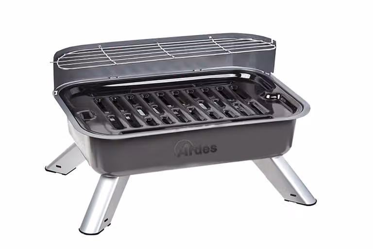 Ardes ARBBQ01 Griglia Elettrica Portatile Barbecue con Paratia Anti Schizzi Nero 2000 W