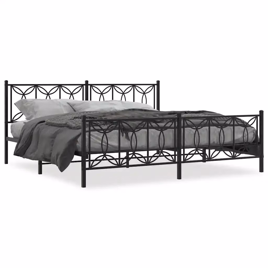 Giroletto vidaXL con testiera e pediera in metallo nero L: 198 cm, P: 140 cm, H: 90 cm, 207 cm – 2