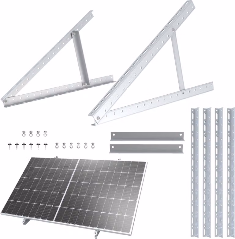 NuaSol supporto per tetti piani 72 cm | elevazione del pannello solare fotovoltaico, regolabile da 0 a 90°
