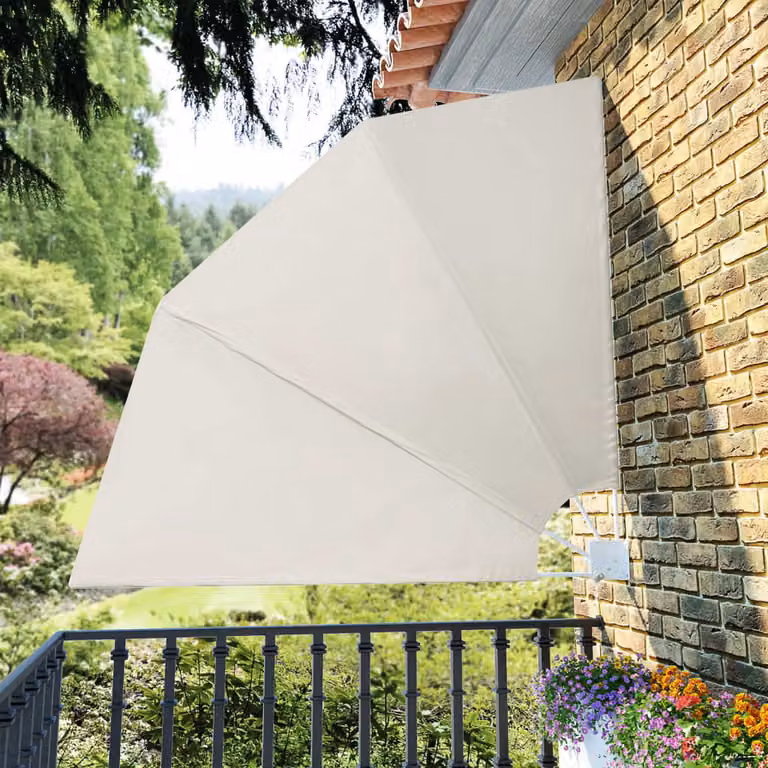 The Living Store Ventilatore da balcone pieghevole crema 210×210 cm
