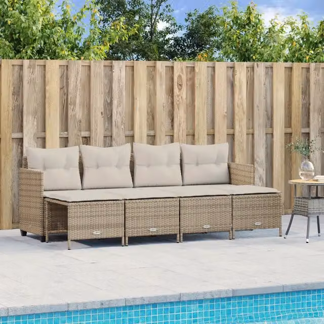 Set Divano da Giardino 5 pz con Cuscini Beige in Polyrattan 3261537