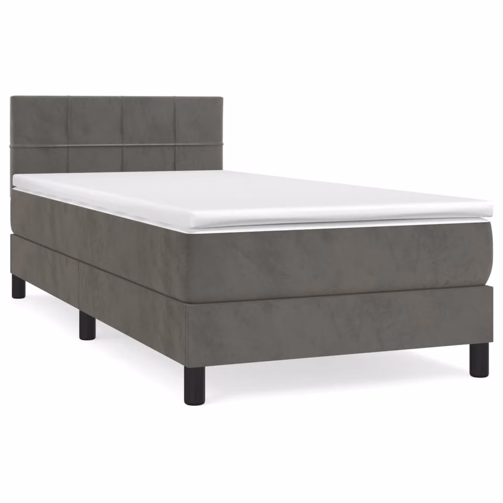 Giroletto a Molle con Materasso Grigio Scuro 80x200 cm Velluto
