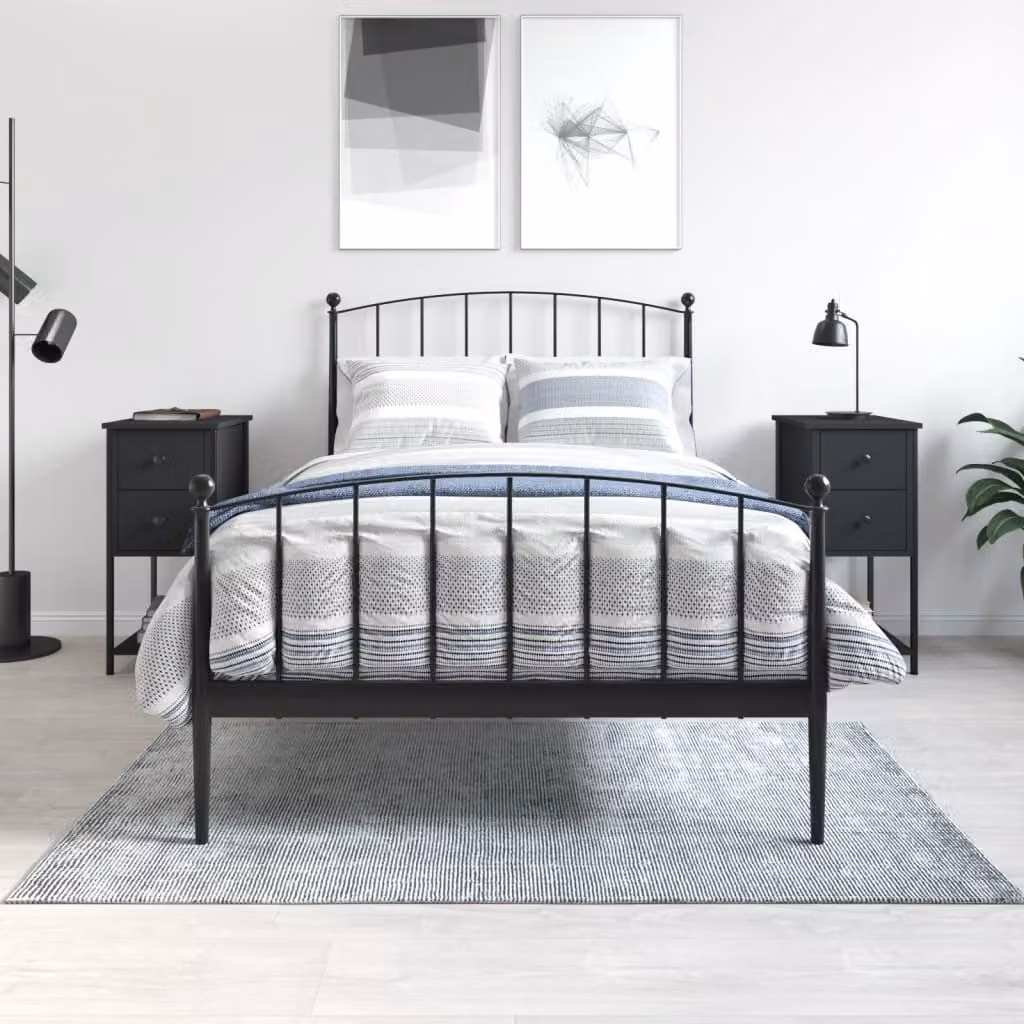 Set di 2 comodini moderni vidaXL neri in materiali misti L 32 cm, P 42 cm, H 70 cm – 1