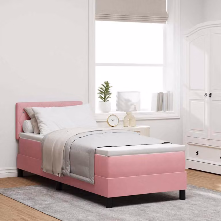 Maison Exclusive - Letto boxspring a LED con testiera rosa 80 x 200 cm in velluto