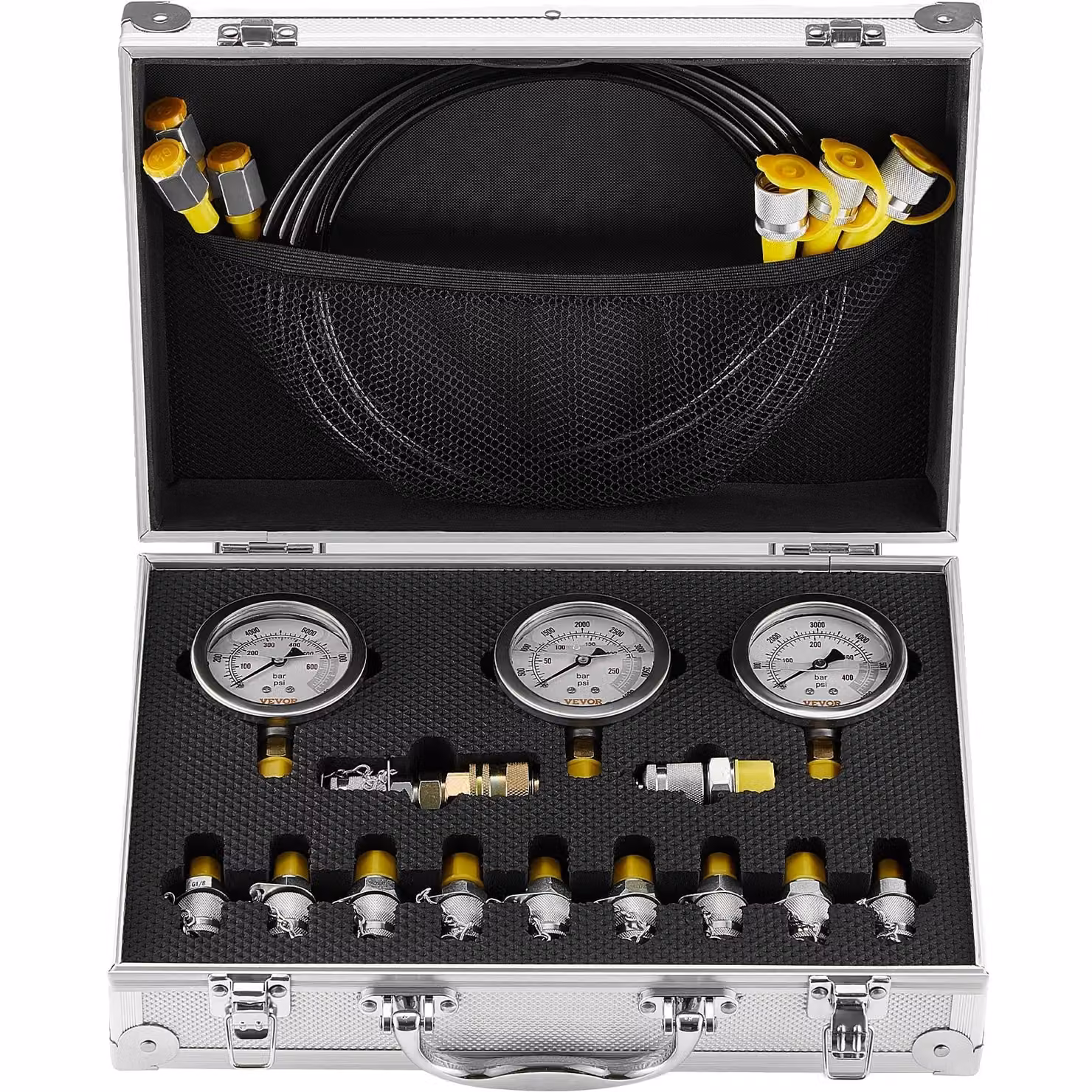 Kit di prova della pressione idraulica, acciaio inossidabile resistente, misure versatili, nero