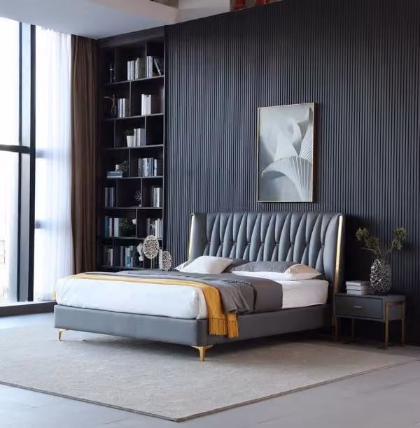 Bett Schwarz Designer Jugendliche Luxus Komplett Doppelbett Schlafzimmer