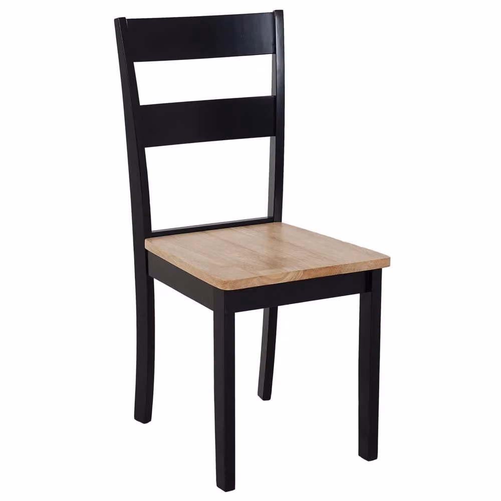 Set di 2 sedie da pranzo BELIANI in stile cottage con schienale a doghe in legno di gomma, colore nero e chiaro – 2