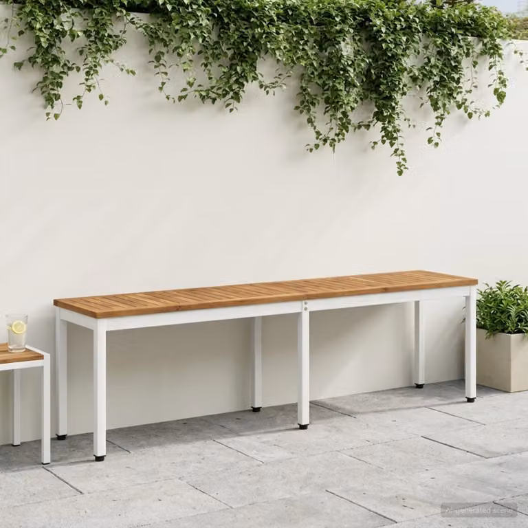 Panchina da giardino vidaXL in legno di acacia massello, L 161 x P 35 x H 45 cm