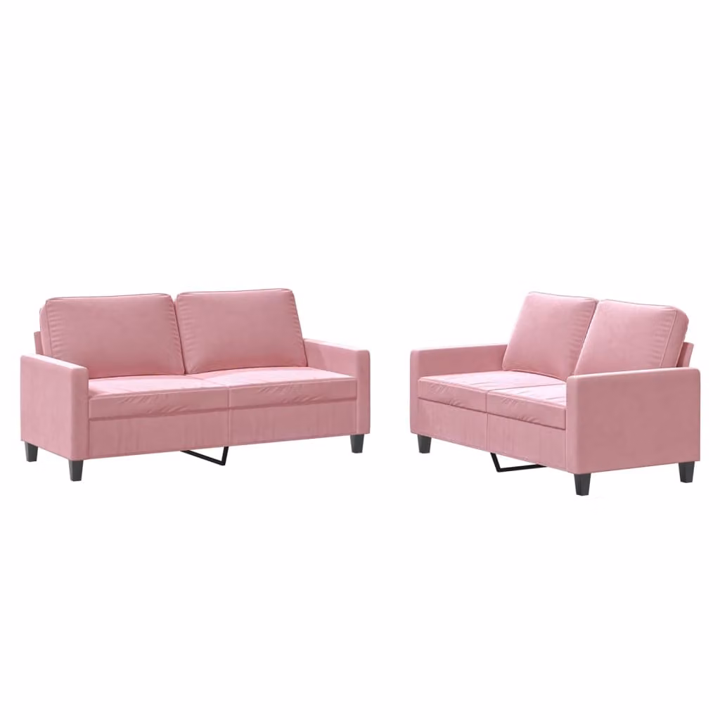 vidaXL Set divano 2 pezzi con cuscini in velluto rosa