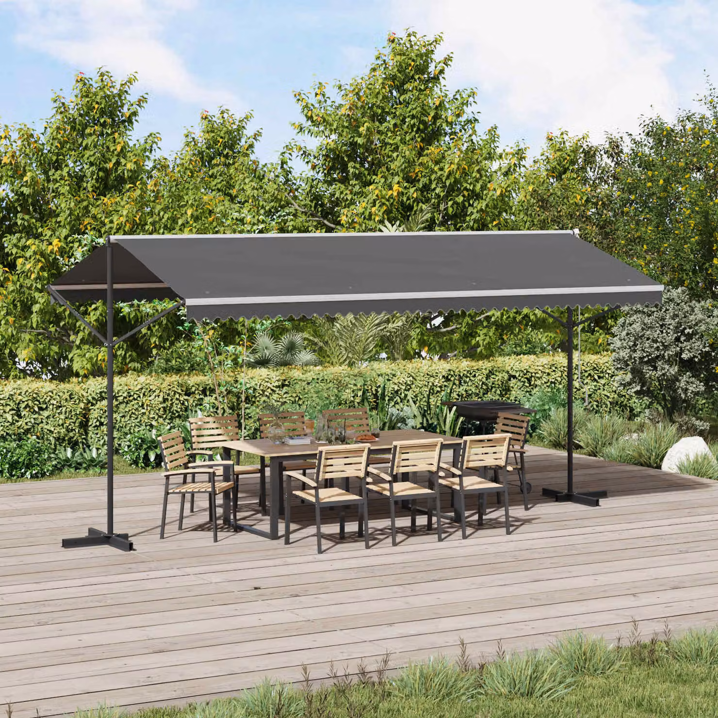 vidaXL Tenda autoportante in poliestere e acciaio Grigio L: 5 m, P: 3 m