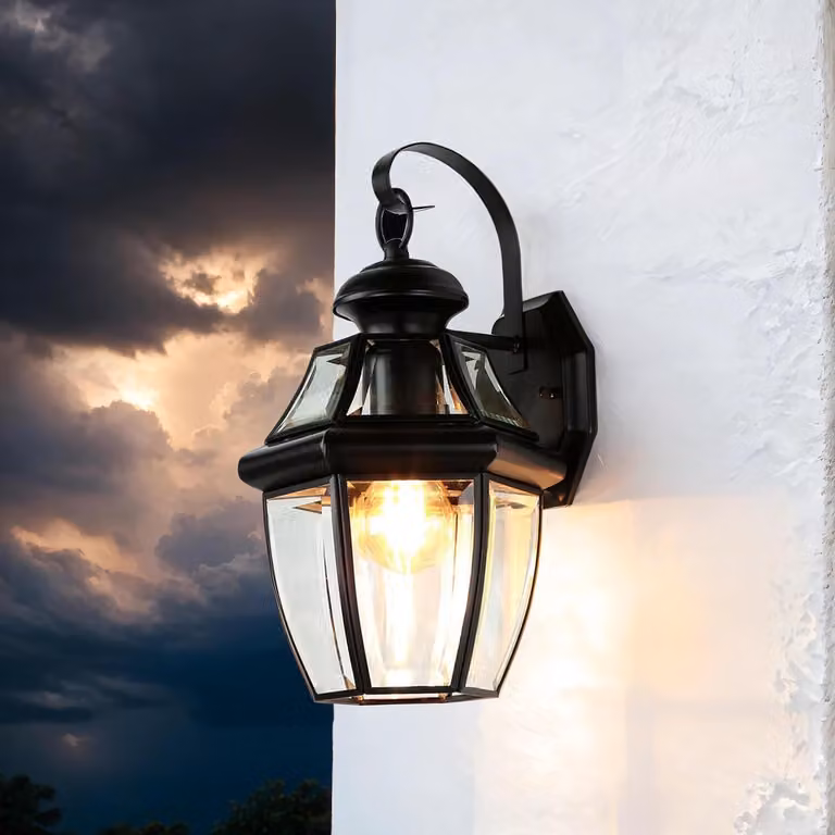 Lampada da esterno parete cortile casa IP23 nero E27 vetro metallo lampada da parete esterna vintage