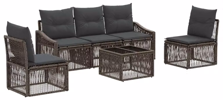 Set Divano da Giardino 6 pcs Grigio polyrattan