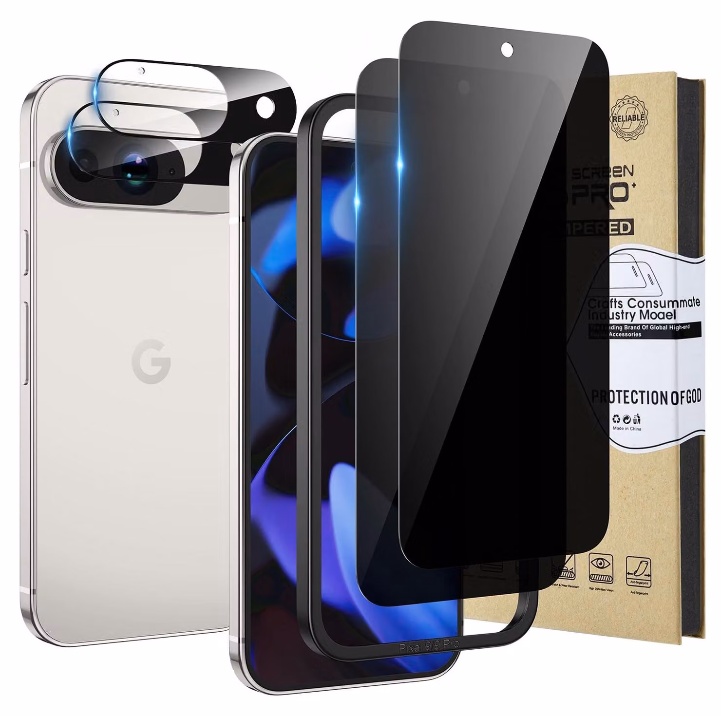 Protezione per lo schermo del Google Pixel 9 con protezione per l'obiettivo della fotocamera