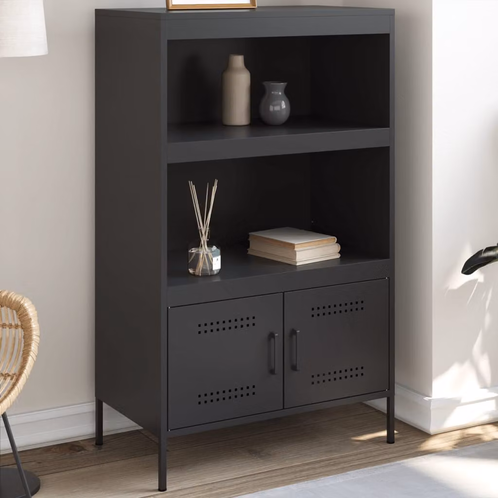 Credenza in stile industriale vidaXL in metallo nero L: 68 cm, P: 39 cm, H: 113 cm