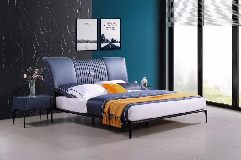 Bett Polster Design Luxus Doppel Hotel Betten Ehe Schlaf Zimmer Leder 180x200cm