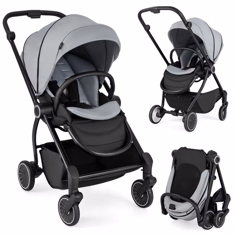 Passeggino reversibile e pieghevole per neonati Costway in alluminio, Grigio