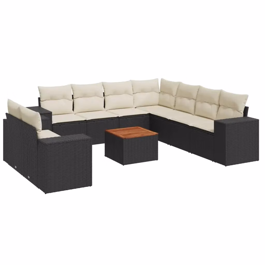 vidaXL Set Divani da Giardino a L con Cuscini in Polyrattan e Telaio in Metallo, Nero e Bianco – 2