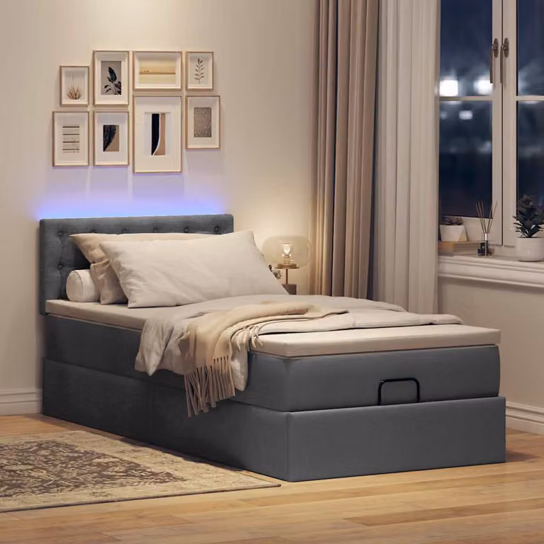 Maison Exclusive - Pouf Letto con Materasso e LED Grigio Scuro 90x200 cm Tessuto
