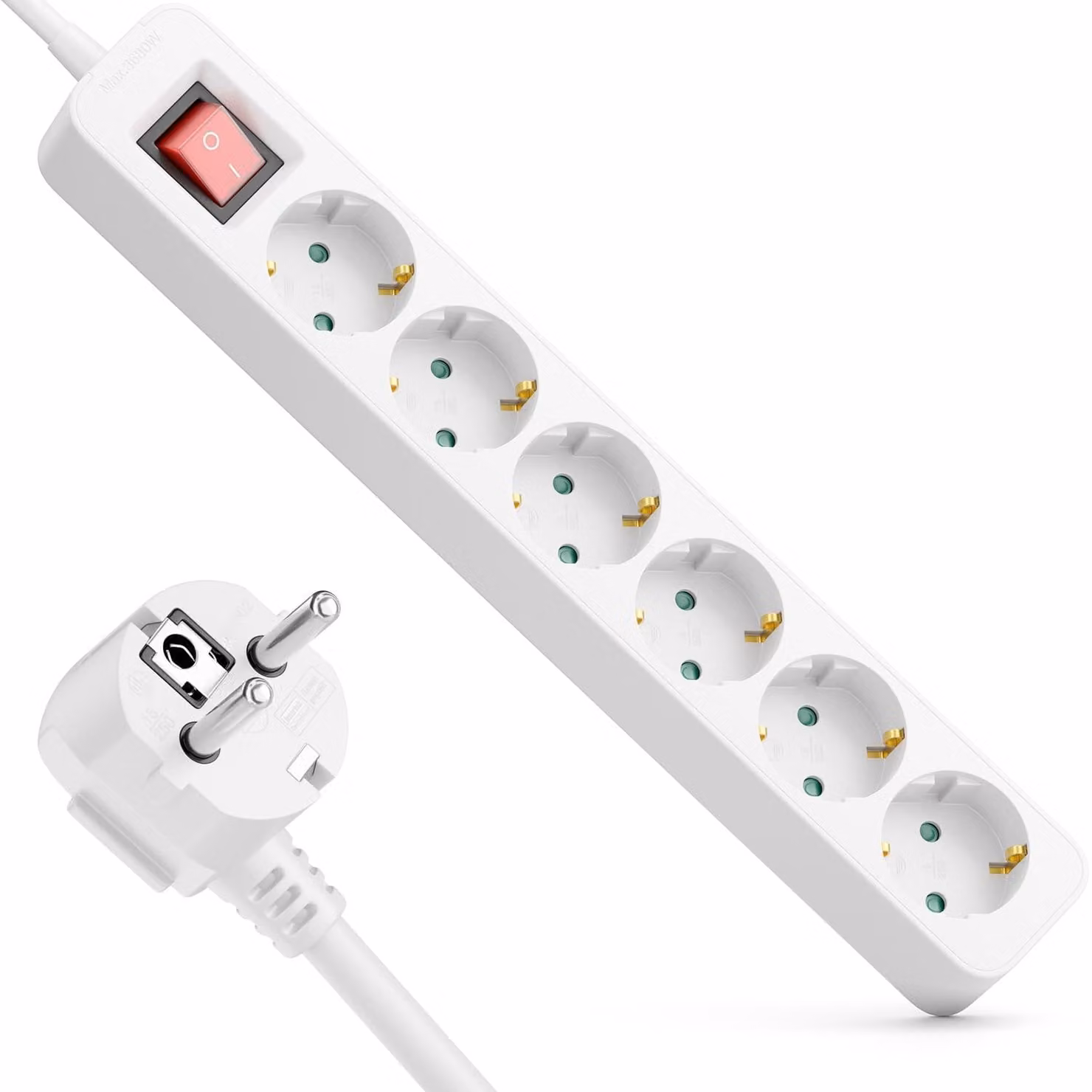 Ciabatta multipresa a 6 prese con interruttore illuminato ON/OFF, cavo da 5 metri