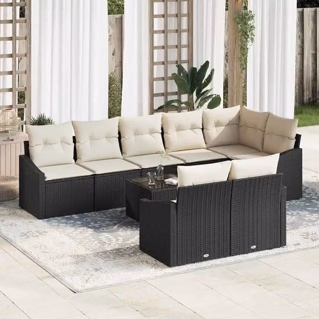 Set di divani 9 pz Nero polyrattan 3346777