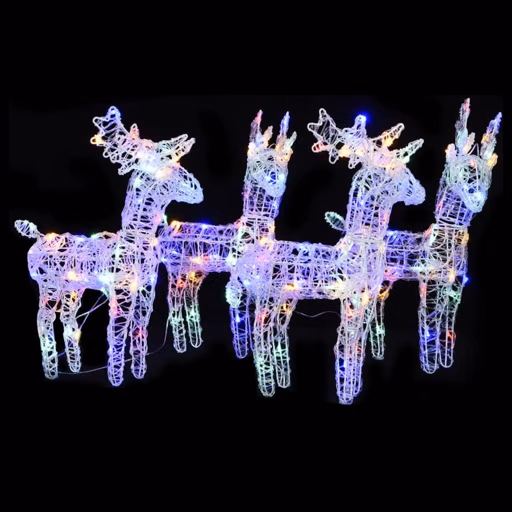 Set di 4 Renne di Natale vidaXL Multicolore con 160 LED in Plastica per Decorazione da Giardino