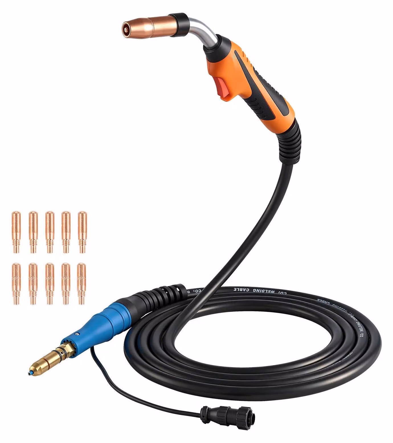 Torcia per saldatura MIG/MAG - Pistola di saldatura 250 A - Kit tubo flessibile da 4,57 m - Ugelli di ricambio da 0,8/0,9 mm - Compatibile con apparecchiature per saldatura con gas protettivo - Per officina e industria
