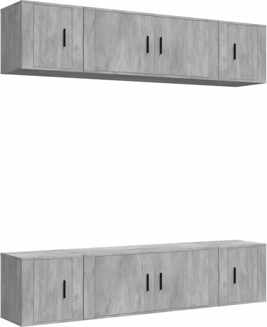 Set di Mobili Porta TV 6 pz | Armadietto TV | Mobile Porta TV Grigio Cemento in Legno Multistrato