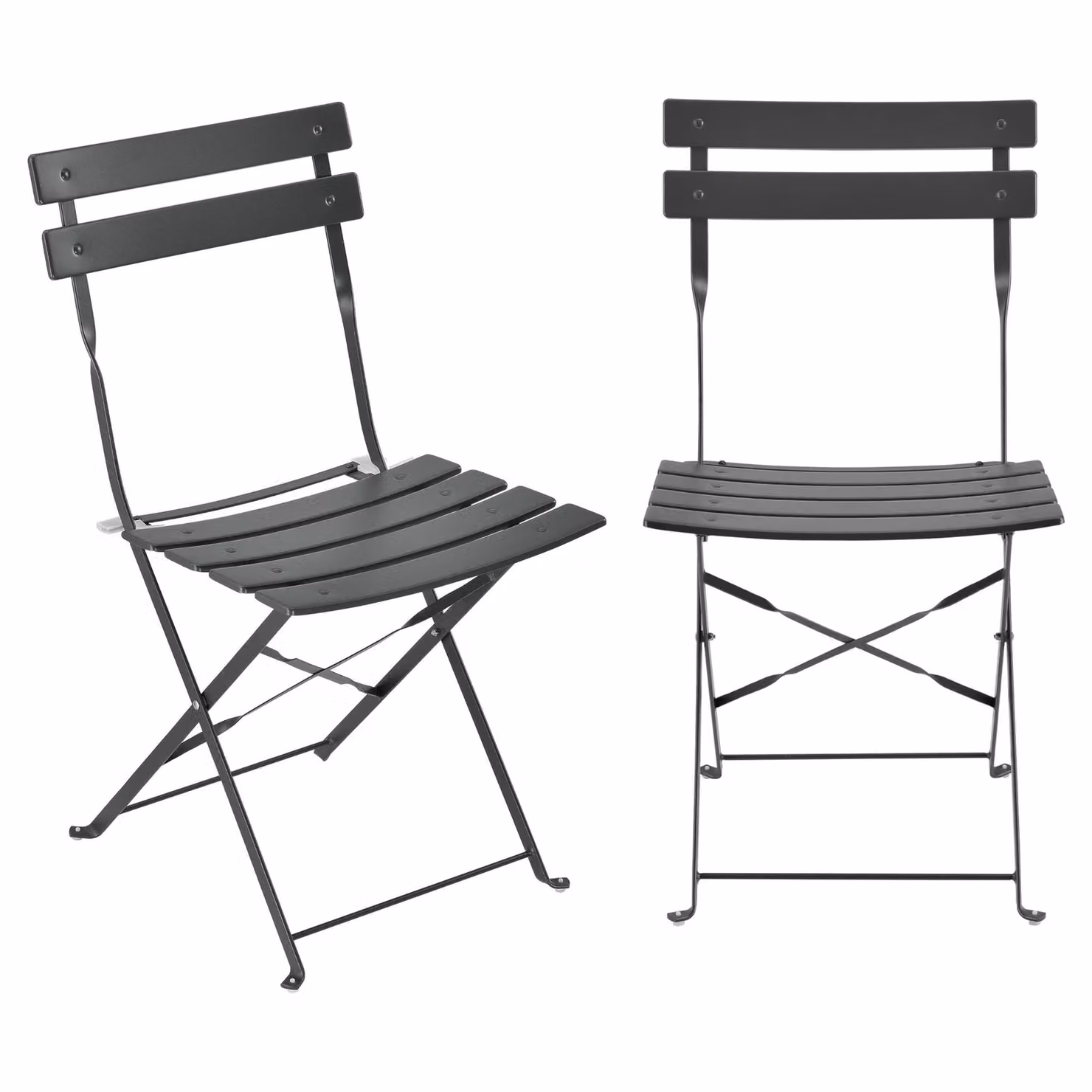 Set bistrot In And OutdoorMatch Shenna - tavolo da giardino in metallo - con 2 sedie da giardino - grigio scuro - acciaio - pieghevole